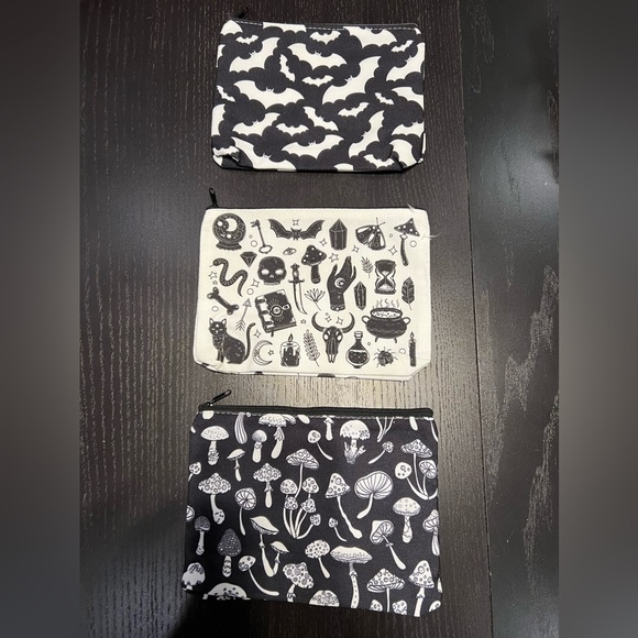 SPOOKY Halloween Canvas Makeup Bags (3) - NEW! - Picture 1 of 5